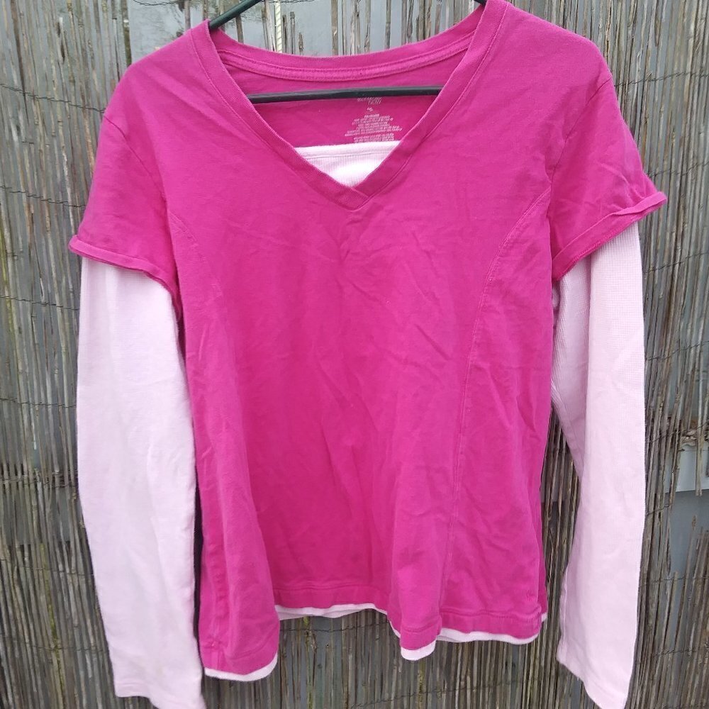 Danskin Now Women's Long Sleeve Top - Pink & Lt. Pink - 2X